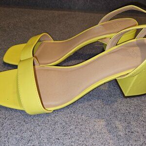 Yellow block heel sandals